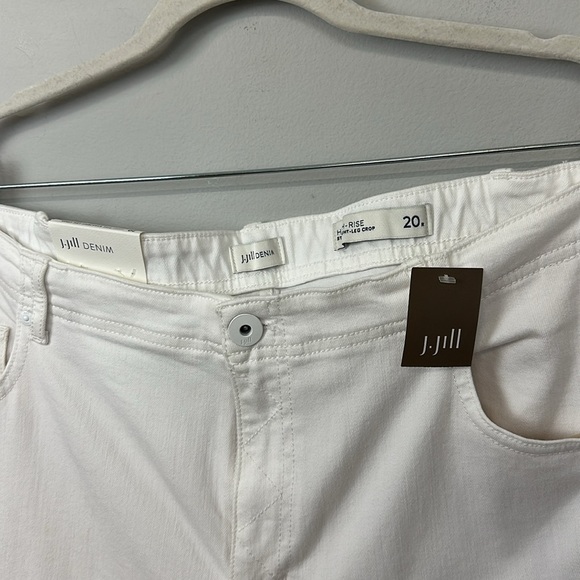 NWT J.Jill Denim High Rise Straight Leg Fringe Hem Crop White Sz 20 - Picture 6 of 13